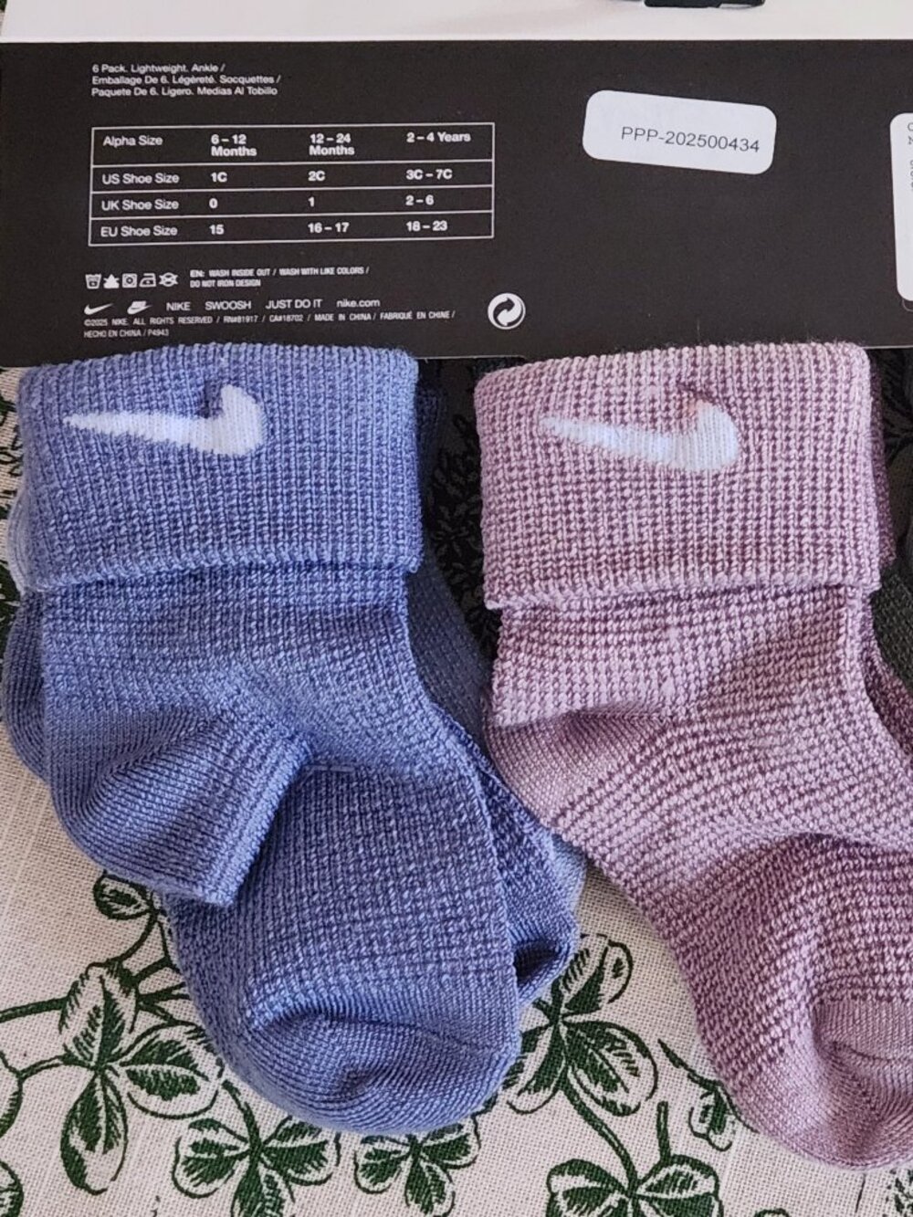 6 PACK Waffle Lightweight Infant Socks 12-24 Months